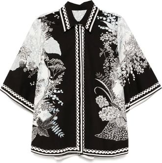 Elie Saab Camicia in cotone con stampa - Nero