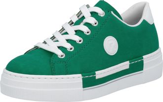 Rieker Sneaker RIEKER, Damen, Gr. 35, gr&uuml;n (smaragd, wei&szlig;), Lederimitat, Schuhe Sneaker, Freizeitschuh, Halbschuh, Schn&uuml;rschuh mit Plateausohle