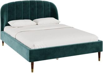 Rendez-Vous D&eacute;co Rendez-vous D&eacute;co - Cama De Matrimonio De 140x190 Cm En Terciopelo Verde Con Pies Dorados - Gala