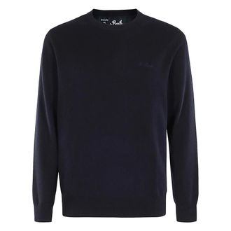 MC2 Saint Barth Round-neck Knitwear, male, Blue, Size: S Round-neck Sweater