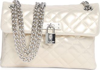 Kurt Geiger Mini Brixton Metallic Leather Convertible Crossbody Bag in Silver at Nordstrom Rack