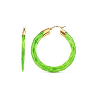 Gold & Honey Womens Swirl Twist Lucite Birthstone Hoop Earrings In August - Peridot