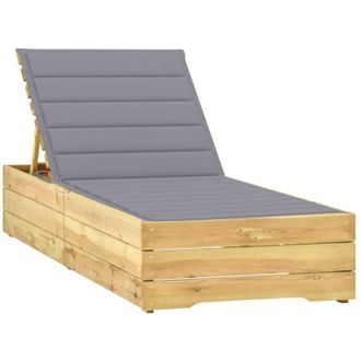 vidaXL Tumbona Con Coj&iacute;n Gris Madera De Pino Impregnada Vidaxl