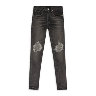 Purple GREY DIRTY RESIN BLOWOUT SKINNY JEANS