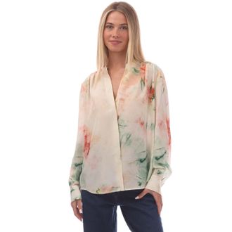 HUGO BOSS Womens Banora18 Blouse in Beige Silk - Size 12 UK