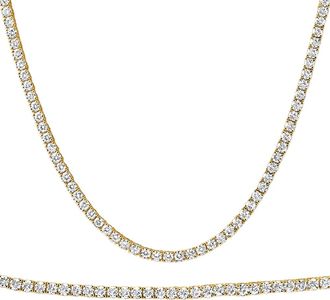 Pompeii3 20Ct Round Diamond Tennis Necklace 14k Yellow Gold Lab Grown Size: Medium