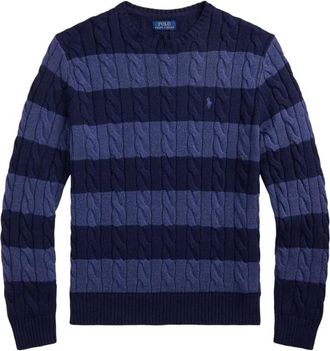 Polo Ralph Lauren Blauwe Katoenen Lange Mouw Pullover Sweater - Heren - Ronde hals truien - Blauw - XL - Katoen - Truien & Vesten