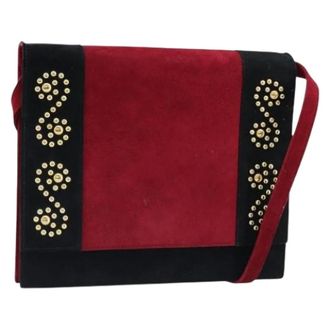 Saint Laurent Pre-owned Cross Body Bags, female, Red, Size: ONE SIZE Pre-owned Suede Shoulder Bag