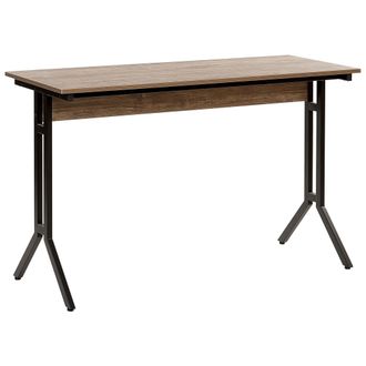 Beliani Beliani - Escritorio De Madera Oscura Con Patas De Acero Con Recubrimiento En Polvo Negro 120 X 48 Cm Dise&ntilde;o Industrial Moderno Creek