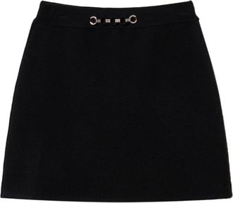 Twin-Set rhinestone-appliqu&eacute; mini skirt - women - Polyamide/Spandex/Elastane/Polyester/Viscose - M - Black
