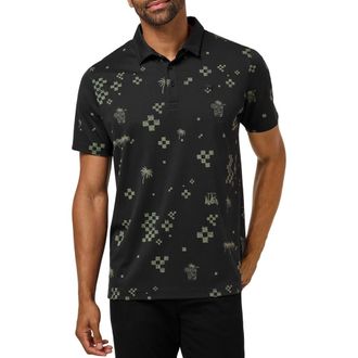 Travis Mathew Beverage Cart Print Polo in Black at Nordstrom, Size Xx-Large