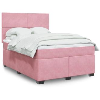 vidaXL Vidaxl - Cama Box Spring Con Colch&oacute;n Terciopelo Rosa 140x200 Cm