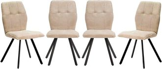Calicosy Lote de 4 sillas de tela con patas de metal l47 cm - beige