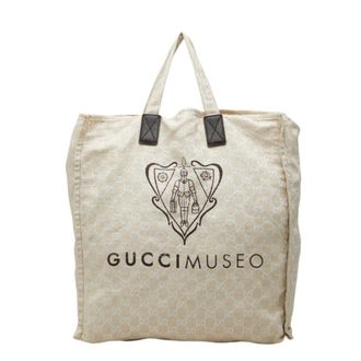Gucci Beige Canvas Leather Tote Bag (Pre-Owned)