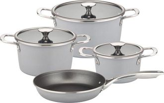 GSW Bater&iacute;a De Cocina - Todos Los Fuegos, Incluida La Inducci&oacute;n - Gsw - Stratos - Acero Esmaltado - 7 Piezas - Gris
