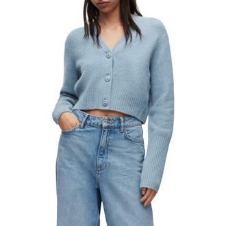 AllSaints Wick Crop Cardigan in Blue Slate at Nordstrom, Size Medium