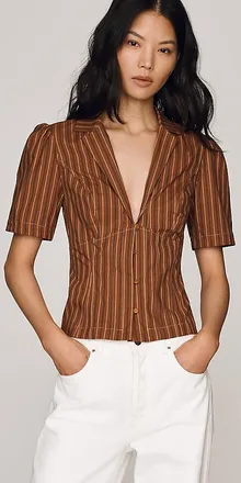 Maeve Short-Sleeve Blazer Top