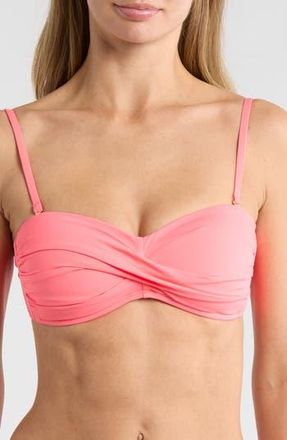 La Blanca IG Twist Bandeau Bikini Top in Coral Reef at Nordstrom Rack, Size 14