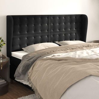 vidaXL Cabecero Con Orejas De Terciopelo Negro 203x23x118/128 Cm Vidaxl