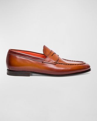 Santoni Men & apos;s Door Leather Penny Loafers