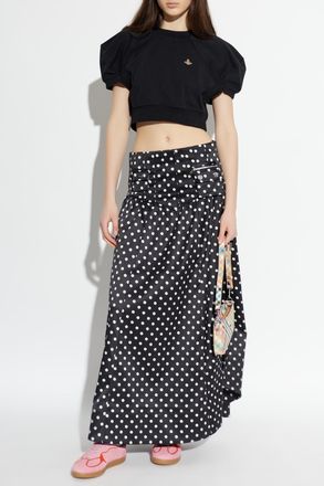 Vivienne Westwood Short Top With Logo Patch, Womens, Black