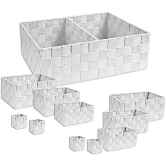 Trade Shop Trade Shop - 11 Uds Cajas Textiles Modulares Organizador De Ba&ntilde;o Estanter&iacute;a Armario 79153 Blanco