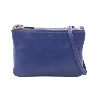 Celine Pre-owned Trio Small Leren Schoudertas - Dames - Pre-owned - Blauw - Maat: ONE Size Leer