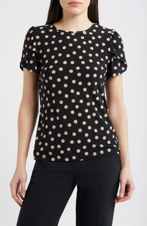 Anne Klein Tulip Sleeve Top in Anne Black/Latte at Nordstrom, Size Medium P