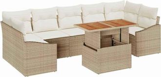 vidaXL Vidaxl - Conjunto De Sof&aacute; De Jard&iacute;n Con Coj&iacute;n 8 Pcs Beige, Crema