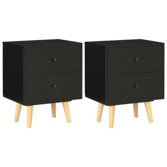 vidaXL Vidaxl - Mesitas De Noche 2 Unidades Madera Maciza Pino Negro 40x30x50cm