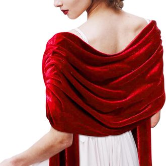 Generic Women Velvet Scarfs Shawls, for Evening Dress Bridesmaid Wedding Bridal Wraps for Large Warm Soft Scarves (Red,One Size)