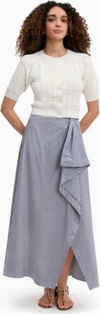 Rebecca Taylor Joselene Poplin Skirt in Navy Stripe at Nordstrom, Size 0