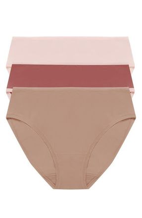 Natori Bliss Bare Cotton Hipster 3-Pack in Peach Whip/nostalgia Rose/buff at Nordstrom, Size Medium