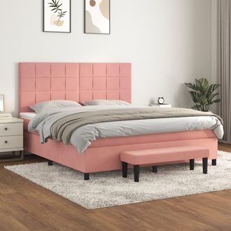 vidaXL Vidaxl - Cama Box Spring Con Colch&oacute;n Terciopelo Rosa 180x200 Cm