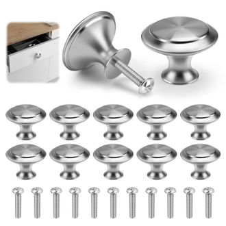 OEM Confezione Da 50 Pomelli Per Mobili, Pomelli Rotondi Per Ante E Cassetti Da 30 Mm In Acciaio Inox Con Viti Per Mobili Da Cucina Moderni, Maniglie A Fo