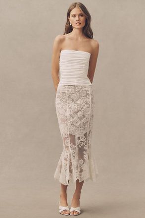 V. Chapman Phoebe Strapless Top and Lace Midi Skirt Set