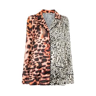 Roberto Cavalli Murena Print Silk Blend Jacket - Dames - Jassen - Veelkleurig - Maat: S Zijde