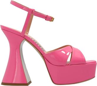 Moschino Hoge hak sandalen - Dames - Sandalen met hakken - Roze - 39 EU - Leer - Schoenen