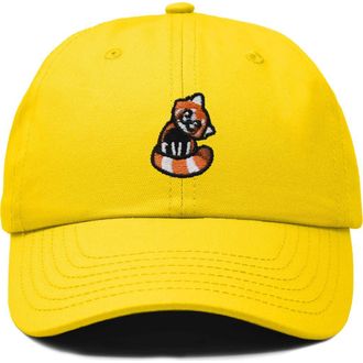 Dalix Red Panda Embroidered Dad Hat in Gold at Nordstrom