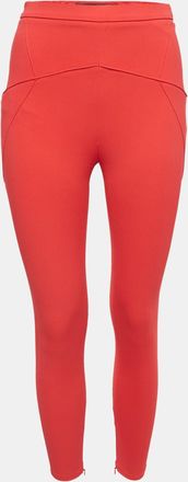 Elisabetta Franchi Coral Pink Crepe Slim Fit Pants