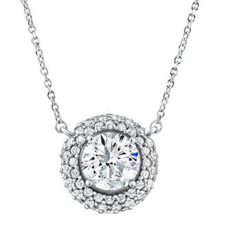 Pompeii3 Certified 3 1/2Ct Euro Diamond Pendant 14k Gold 18 Womens Necklace Lab Grown