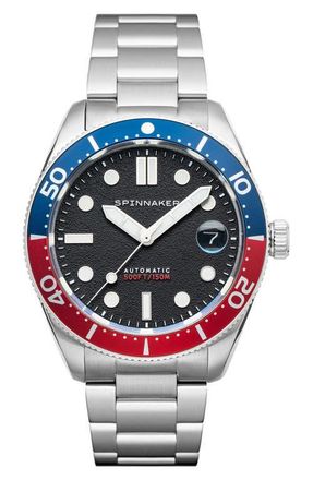 Spinnaker Croft Midsize Automatic Bracelet Watch, 40mm in Black at Nordstrom