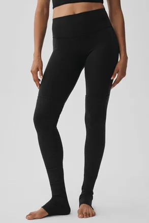 Alo | Airbrush High-Waist Highlight Goddess Legging in Black, Size: Small