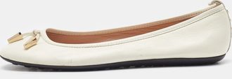 Tod's Tods Off White Leather Studded Ballet Flats