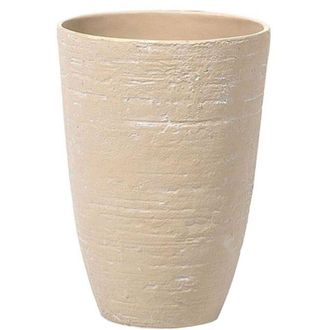 Beliani Maceta De Mezcla De Piedra Beige Arena 35 Cm Interior Exterior Camia