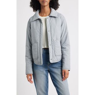 Thread & Supply Floral Puffer Shirt Jacket in Grey Flower Loop at Nordstrom Rack, Size X-Small