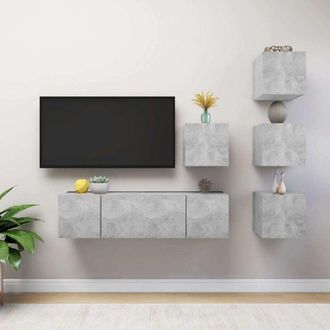 vidaXL 6 Piece TV Cabinet Set Concrete Grey Engineered Wood vidaXL