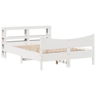 Berkfield Home Bed Frame with Headboard White 120x200 cm Solid Wood Pine | Size: Small Double