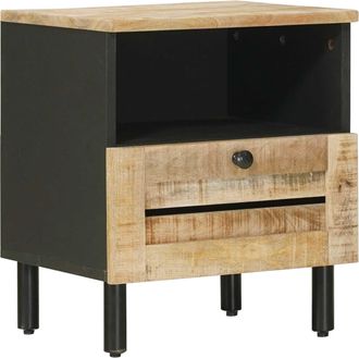 vidaXL Mesita De Noche Natural 40 X 33 X 46 Cm Madera De Mango Maciza Vidaxl
