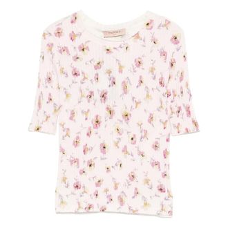 Twinset Truien & Vesten, Dames, Veelkleurig, S, Katoen, Top met bloemenprint